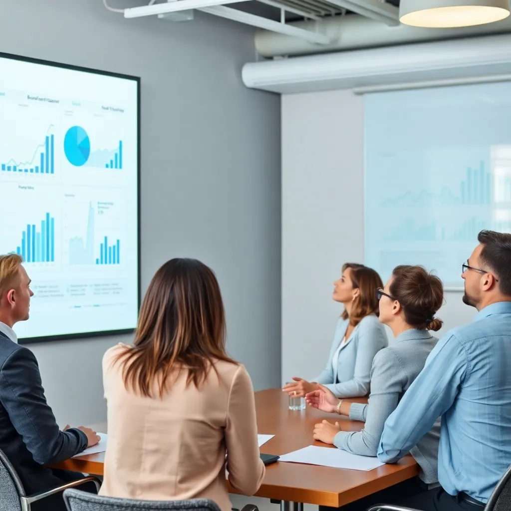 Team bespreekt business intelligence strategie in vergaderruimte