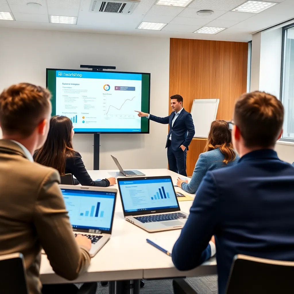 Nederlands team bespreekt KPI-dashboards in moderne vergaderruimte