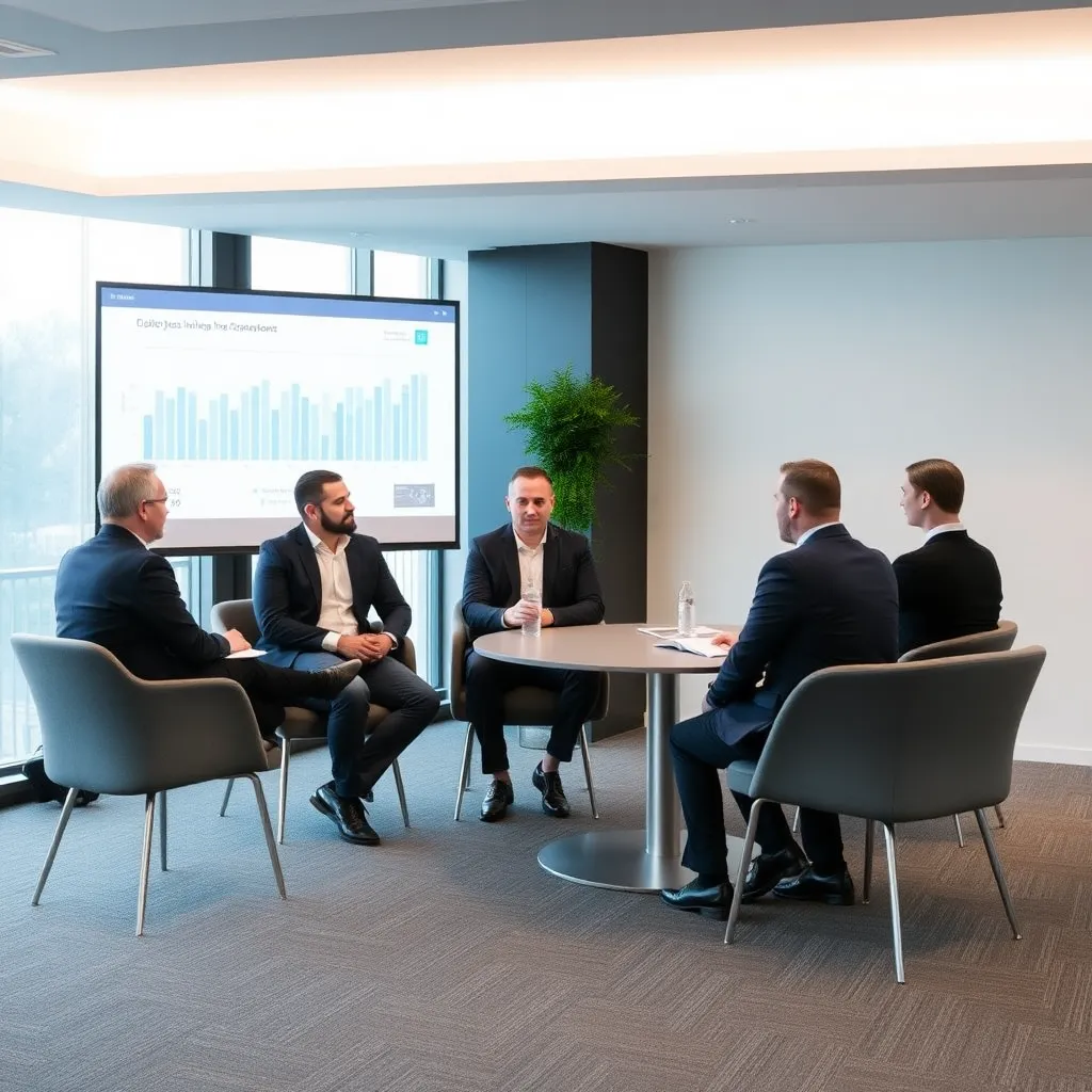 Professionele meeting waarin KPI's worden besproken in een modern Nederlands kantoor